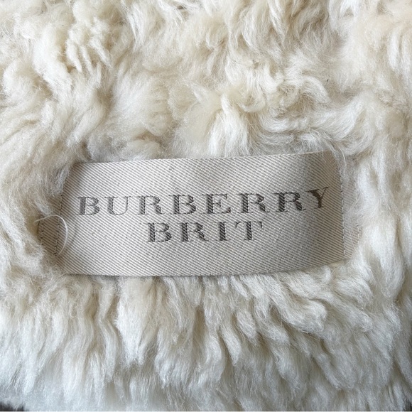 Burberry Shearling Wool Tan Beige Brown Suede Coat Jacket Size 6 - Picture 12 of 16